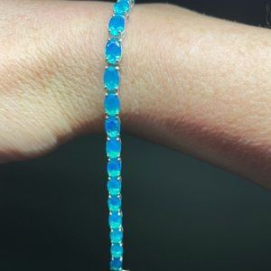 Opal and sterling silver bracelet-Oct birthstone